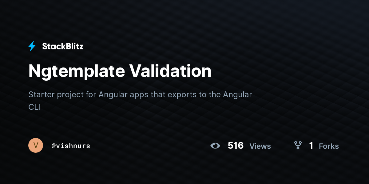 Ngtemplate Validation - StackBlitz