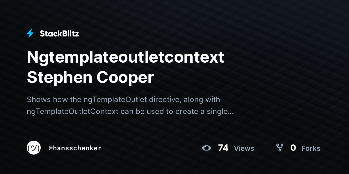 Ngtemplateoutletcontext Stephen Cooper - StackBlitz