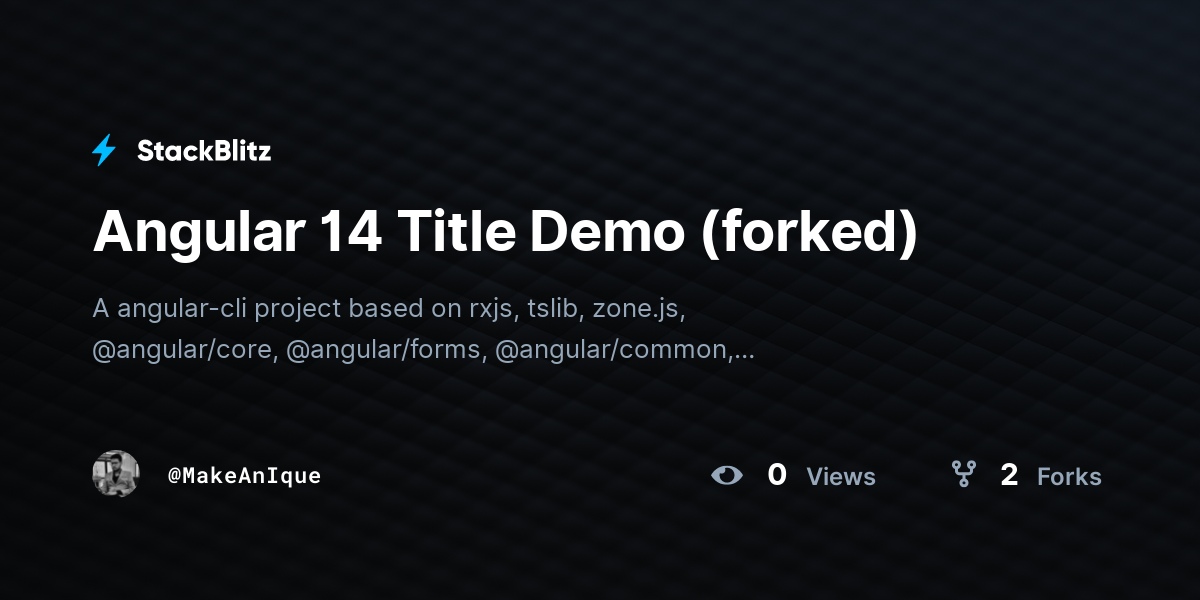 Angular 14 Title Demo (forked) - StackBlitz
