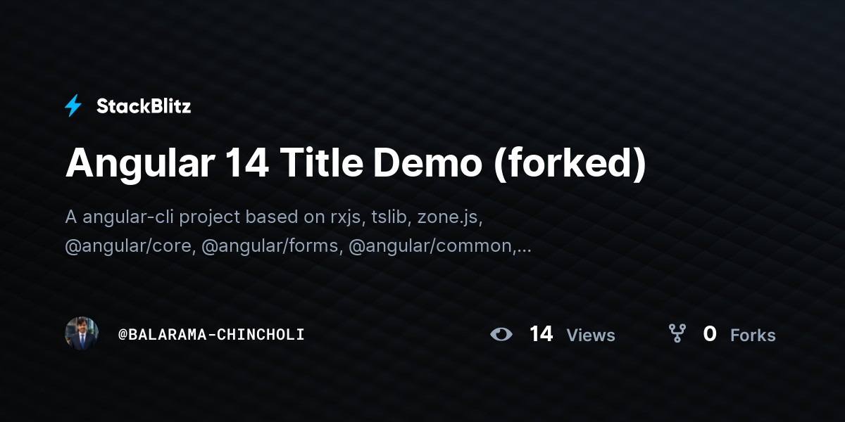 Angular 14 Title Demo (forked) - StackBlitz