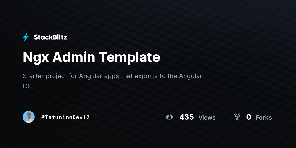 Ngx Admin Template - StackBlitz