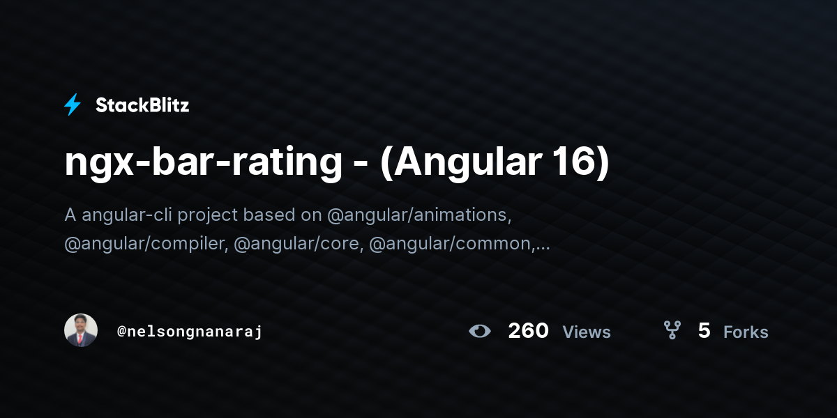 ngx-bar-rating - (Angular 16) - StackBlitz