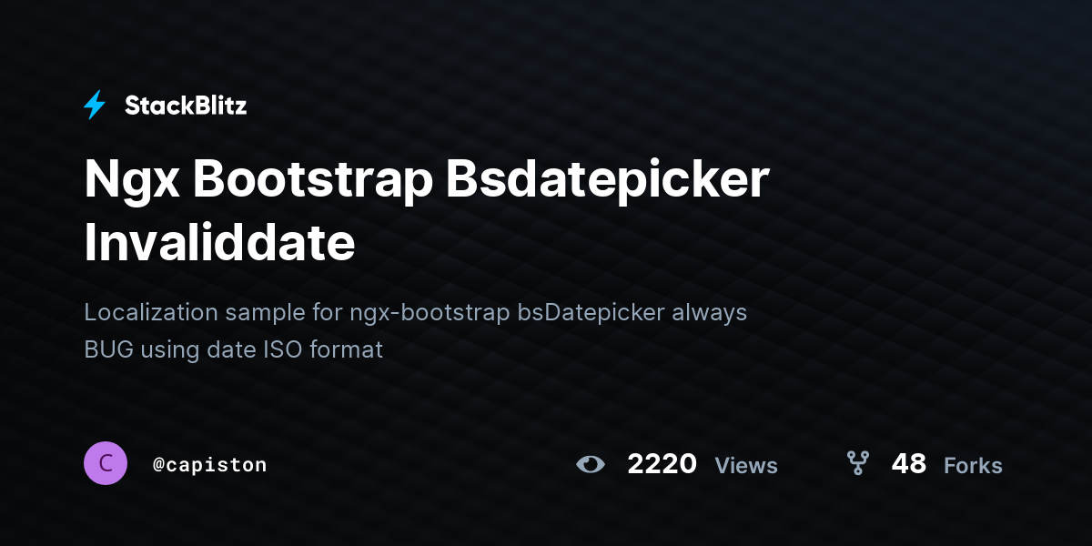 Ngx Bootstrap Bsdatepicker Invaliddate - StackBlitz
