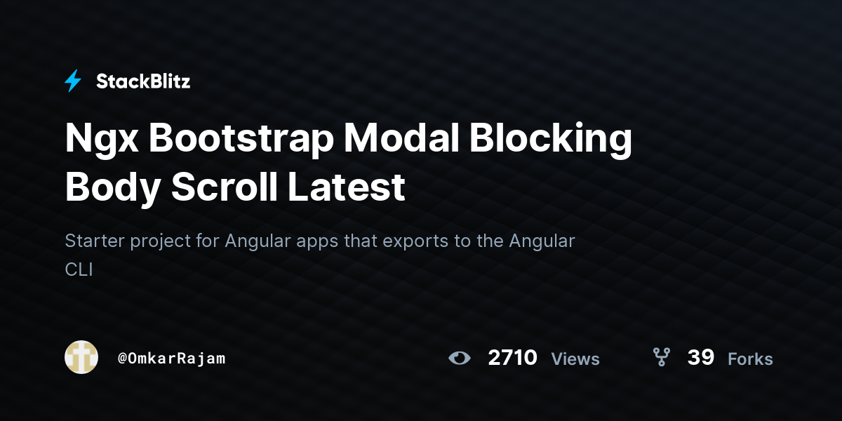 Ngx Bootstrap Modal Blocking Body Scroll Latest - StackBlitz