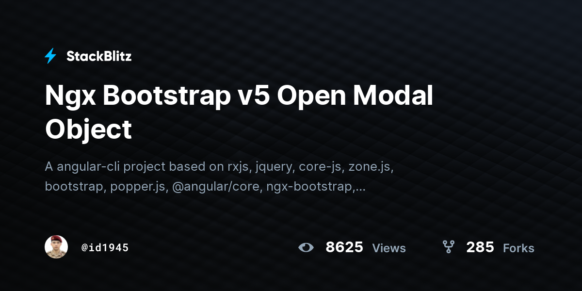 Ngx Bootstrap v5 Open Modal Object - StackBlitz