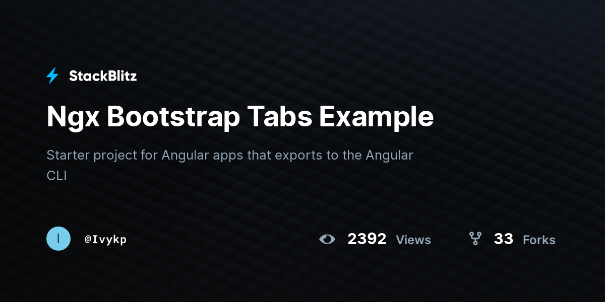 Ngx Bootstrap Tabs Example - StackBlitz