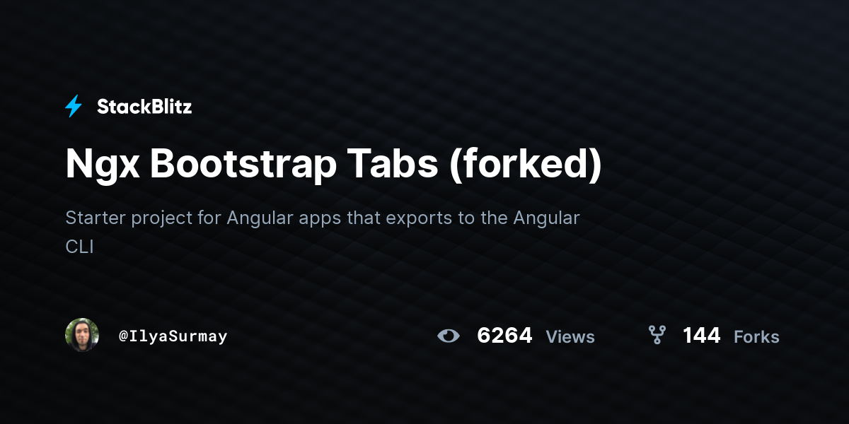 Ngx Bootstrap Tabs (forked) - StackBlitz