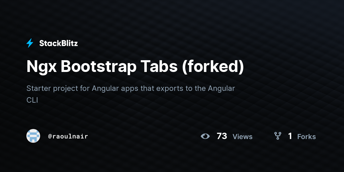 Ngx Bootstrap Tabs (forked) - StackBlitz