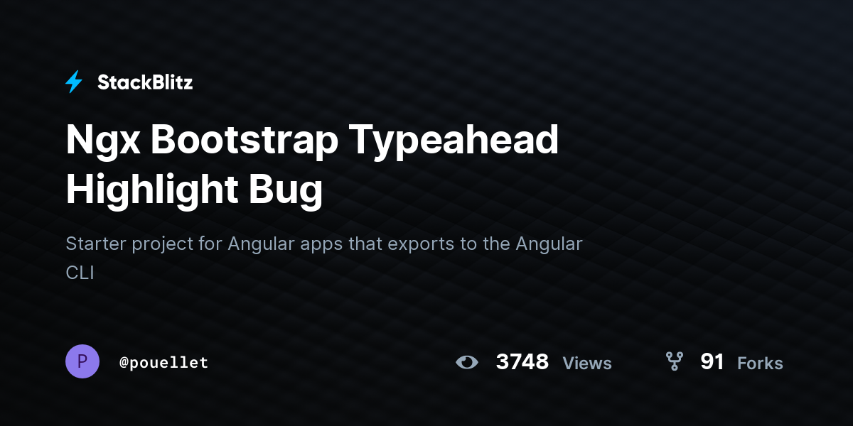 Ngx Bootstrap Typeahead Highlight Bug - StackBlitz