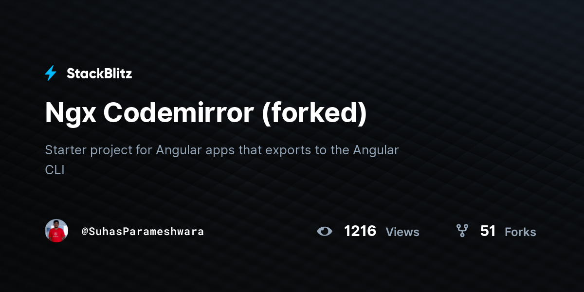 Ngx Codemirror (forked) - StackBlitz