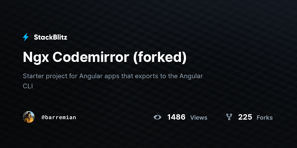 Ngx Codemirror (forked) - StackBlitz