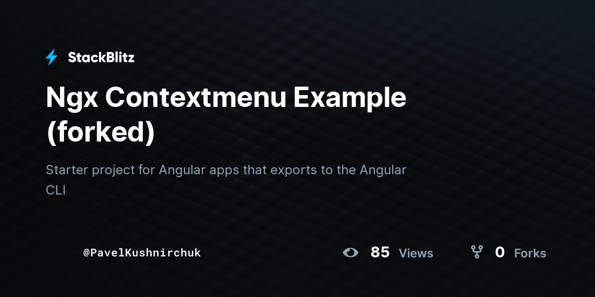 Ngx Contextmenu Example (forked) - StackBlitz
