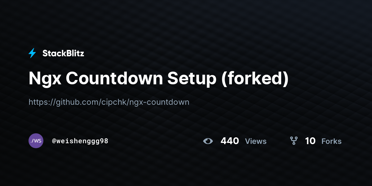 Ngx Countdown Setup (forked) - StackBlitz