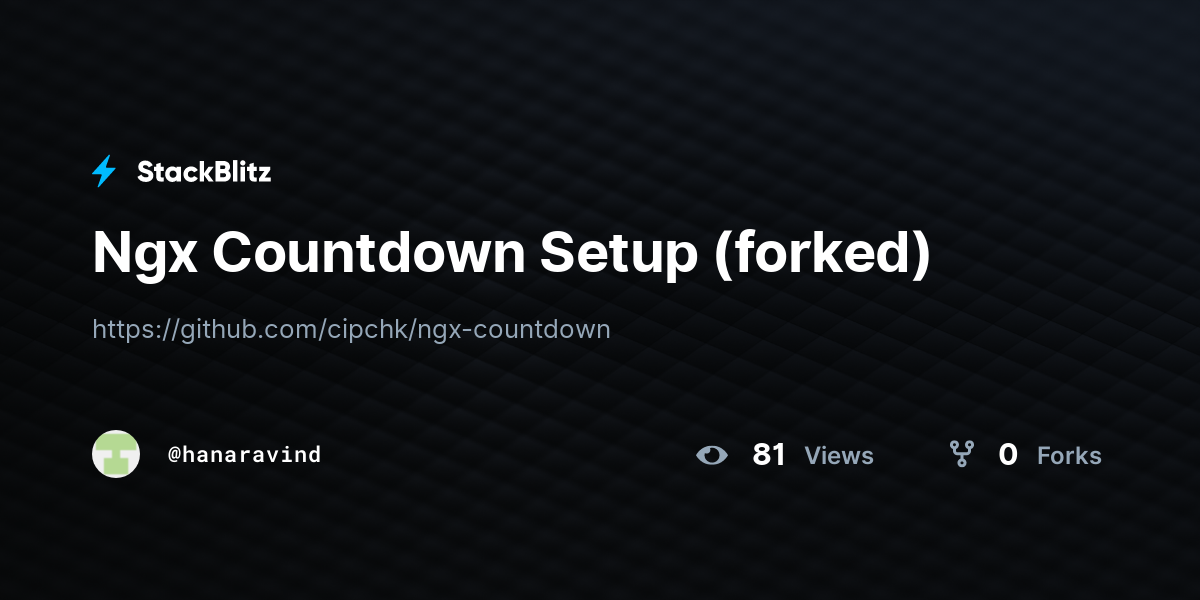 Ngx Countdown Setup (forked) - StackBlitz