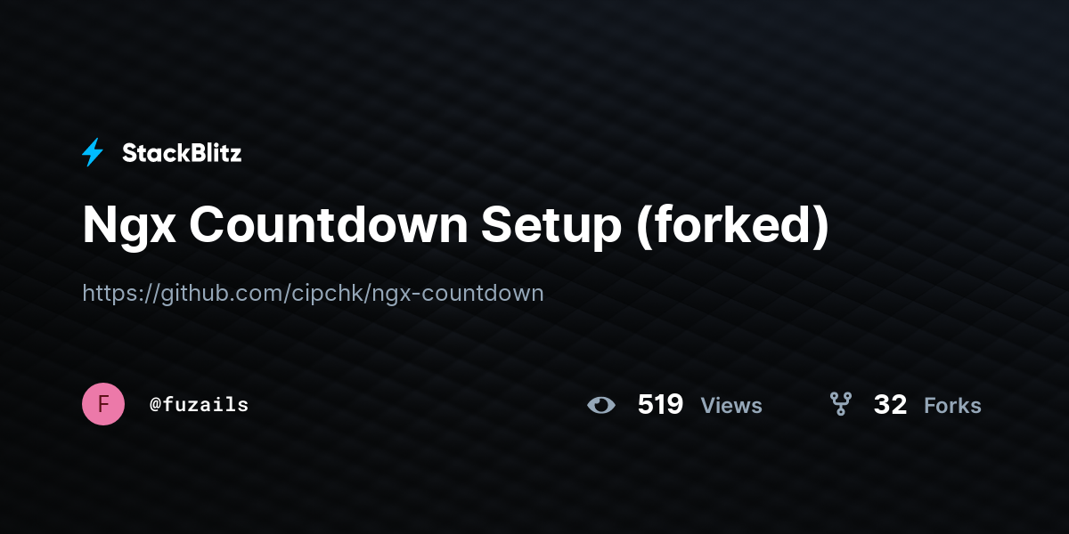 Ngx Countdown Setup (forked) - StackBlitz