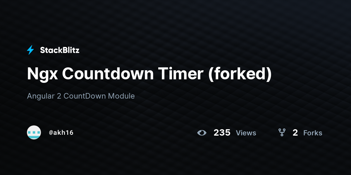 Ngx Countdown Timer (forked) - StackBlitz