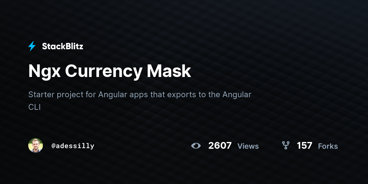 Ngx Currency Mask - StackBlitz