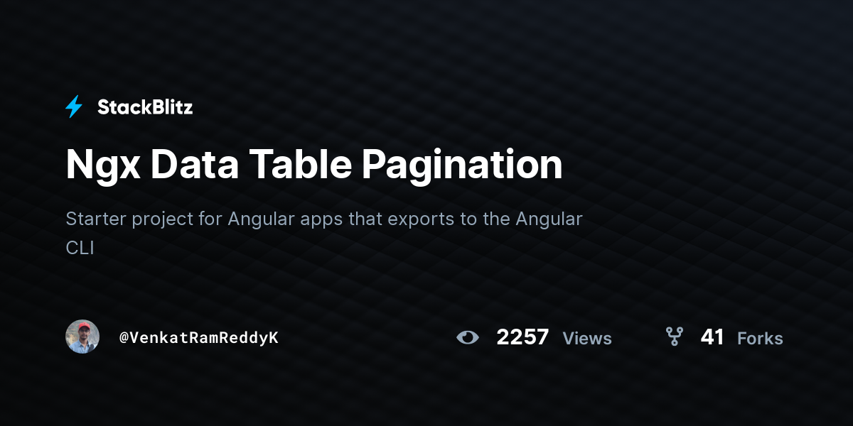 Ngx Data Table Pagination StackBlitz