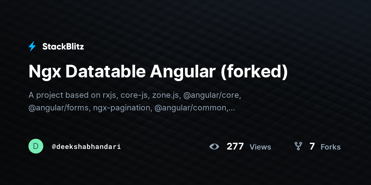 Ngx Datatable Angular (forked) - StackBlitz