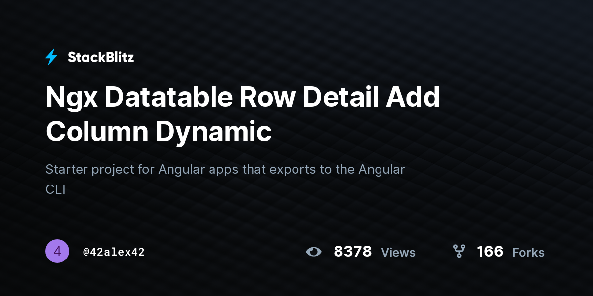 Ngx Datatable Row Detail Add Column Dynamic - StackBlitz