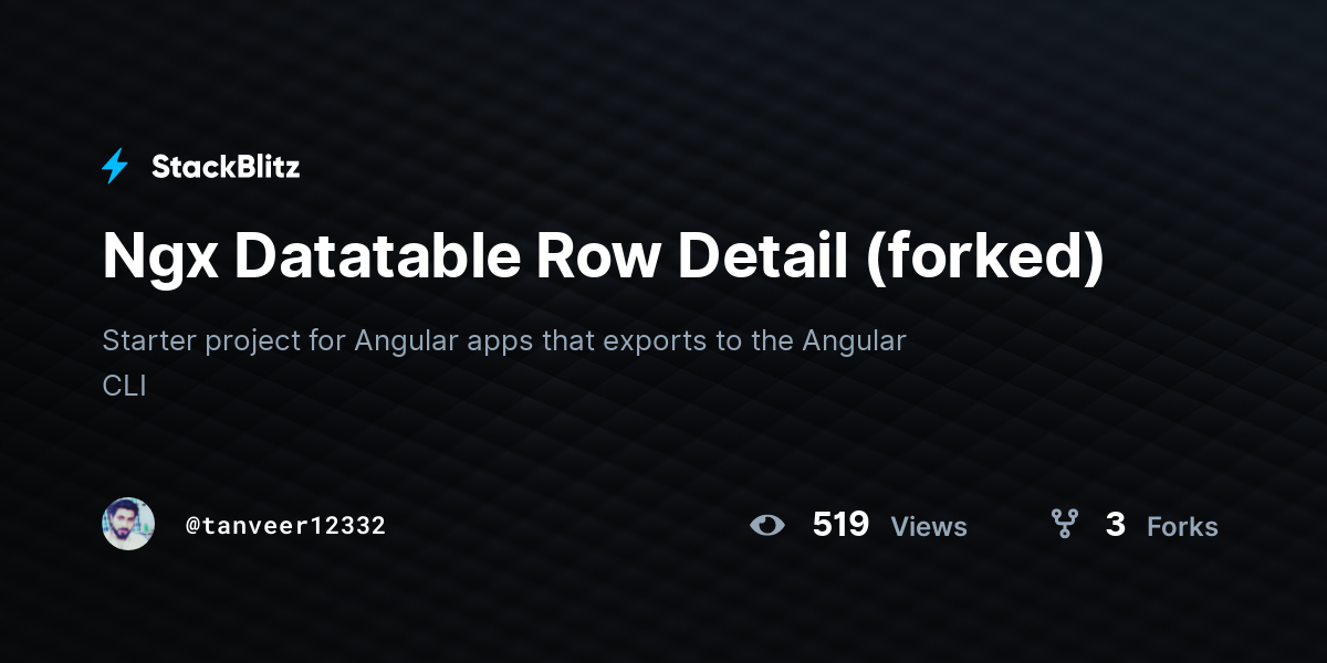 Ngx Datatable Row Detail (forked) - StackBlitz