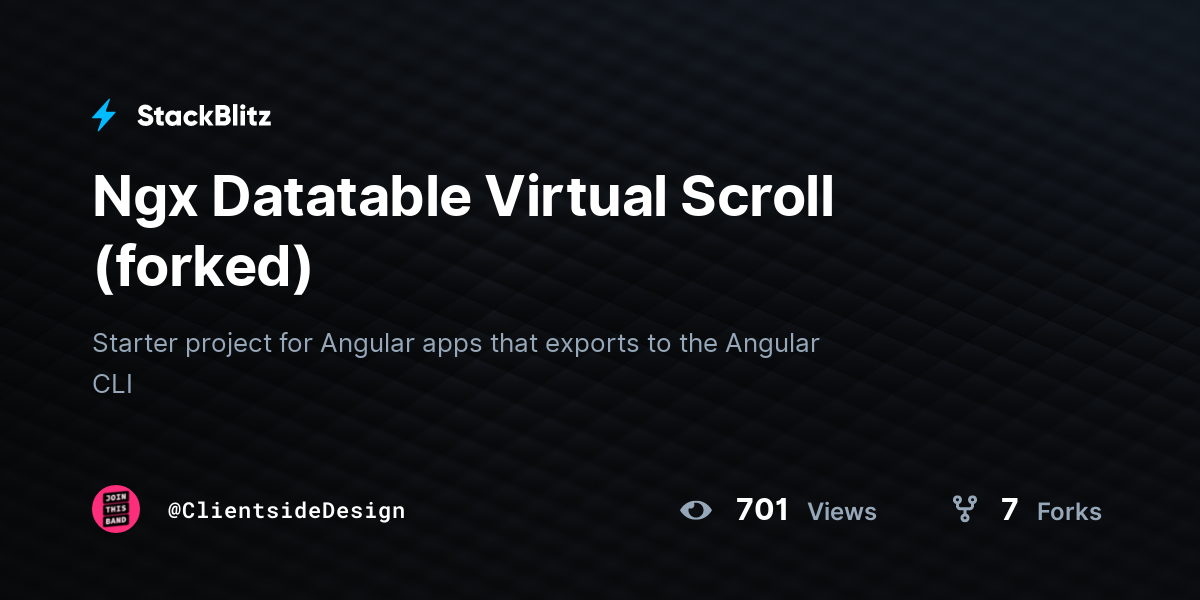 Ngx Datatable Virtual Scroll (forked) - StackBlitz