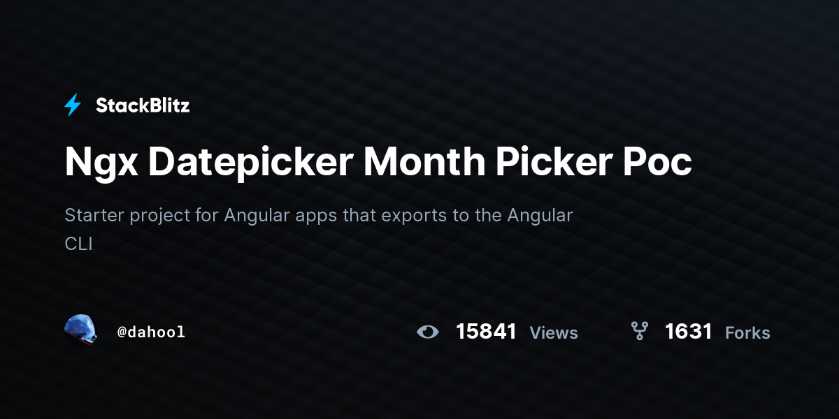 Ngx Datepicker Month Picker Poc - StackBlitz