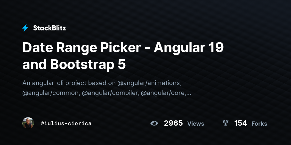Date Range Picker - Angular 19 and Bootstrap 5 - StackBlitz