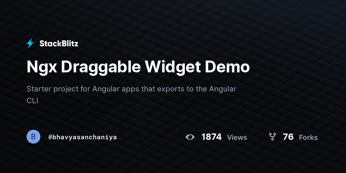 Ngx Draggable Widget Demo - StackBlitz