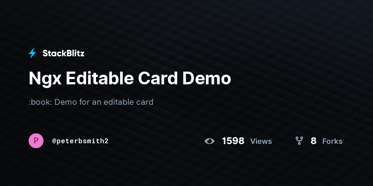 Ngx Editable Card Demo - StackBlitz
