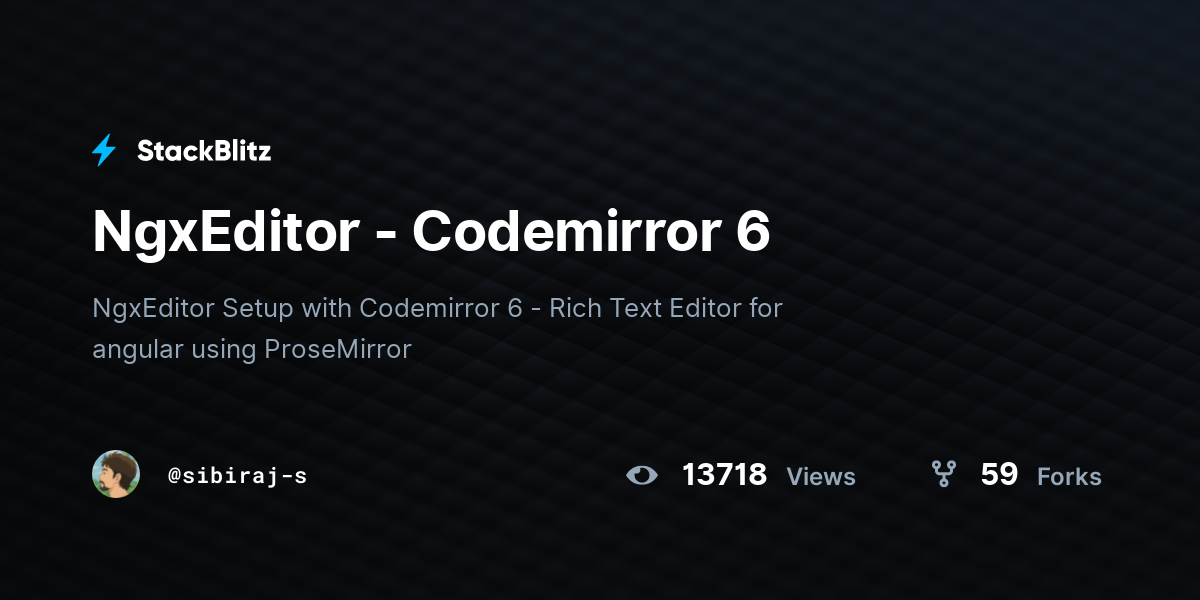 NgxEditor - Codemirror 6 - StackBlitz