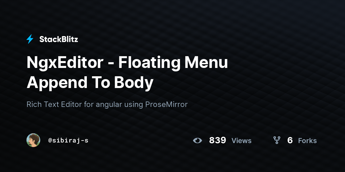 NgxEditor - Floating Menu Append To Body - StackBlitz