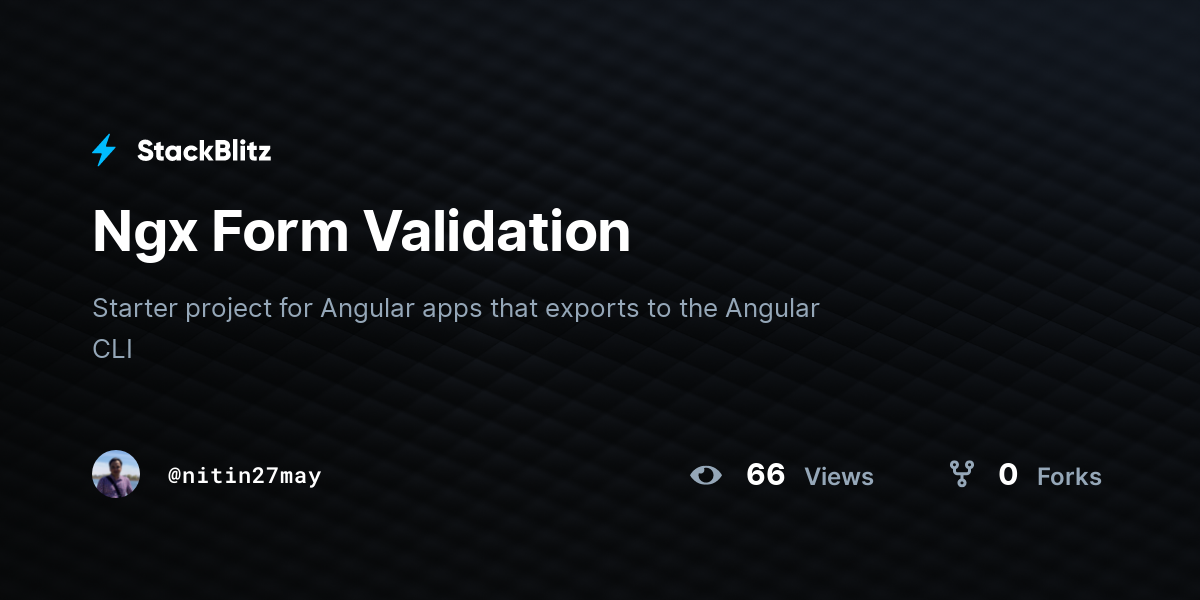 Ngx Form Validation - StackBlitz