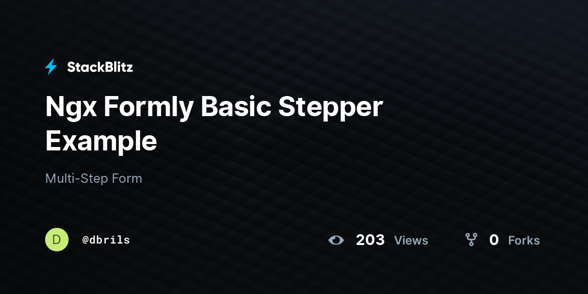 Ngx Formly Basic Stepper Example - StackBlitz