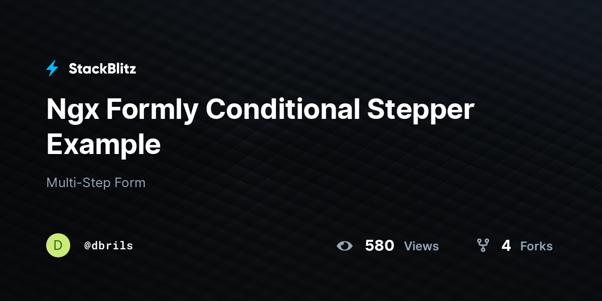 Ngx Formly Conditional Stepper Example - StackBlitz