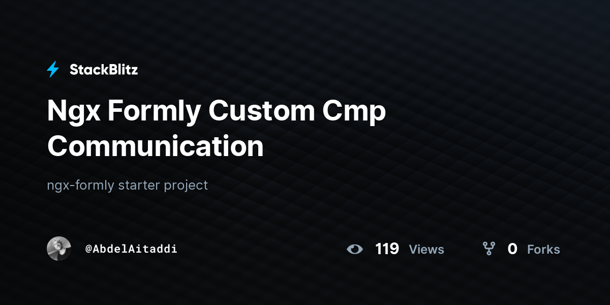 Ngx Formly Custom Cmp Communication - StackBlitz