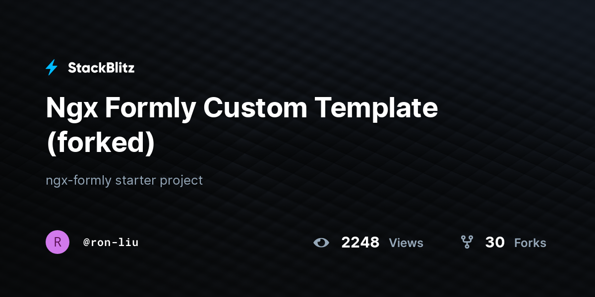 Ngx Formly Custom Template (forked) - StackBlitz