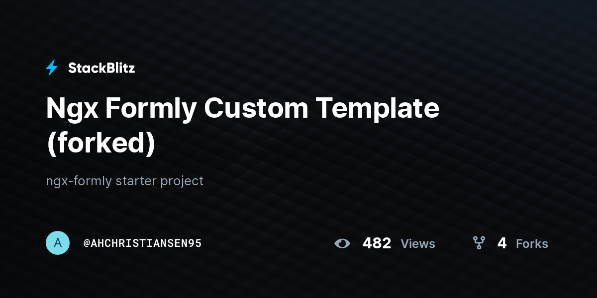 Ngx Formly Custom Template (forked) - StackBlitz