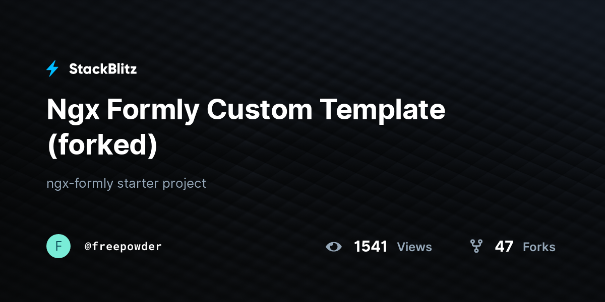 Ngx Formly Custom Template (forked) - StackBlitz