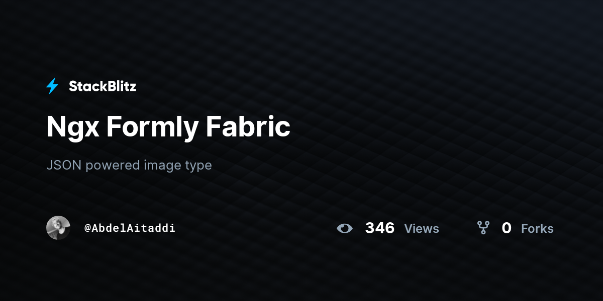 Ngx Formly Fabric - StackBlitz