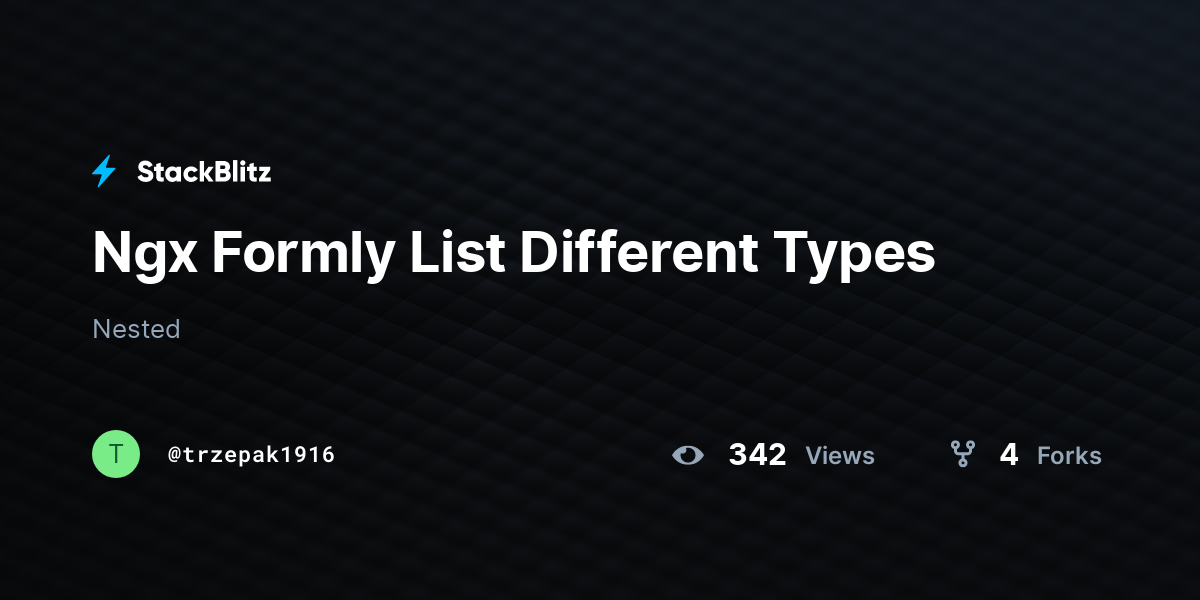 Ngx Formly List Different Types - StackBlitz