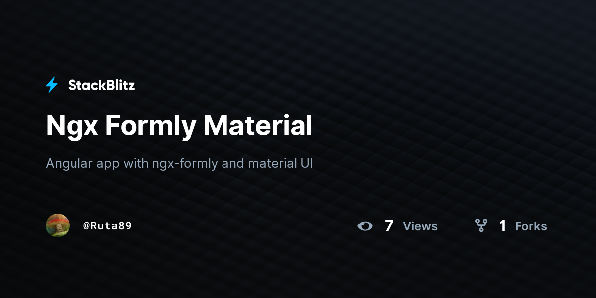 Ngx Formly Material - StackBlitz