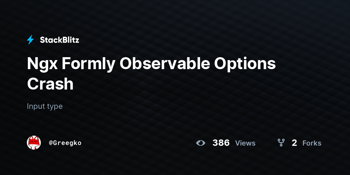 Ngx Formly Observable Options Crash - StackBlitz