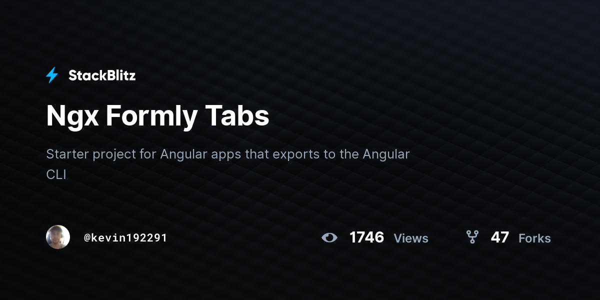 Ngx Formly Tabs - StackBlitz
