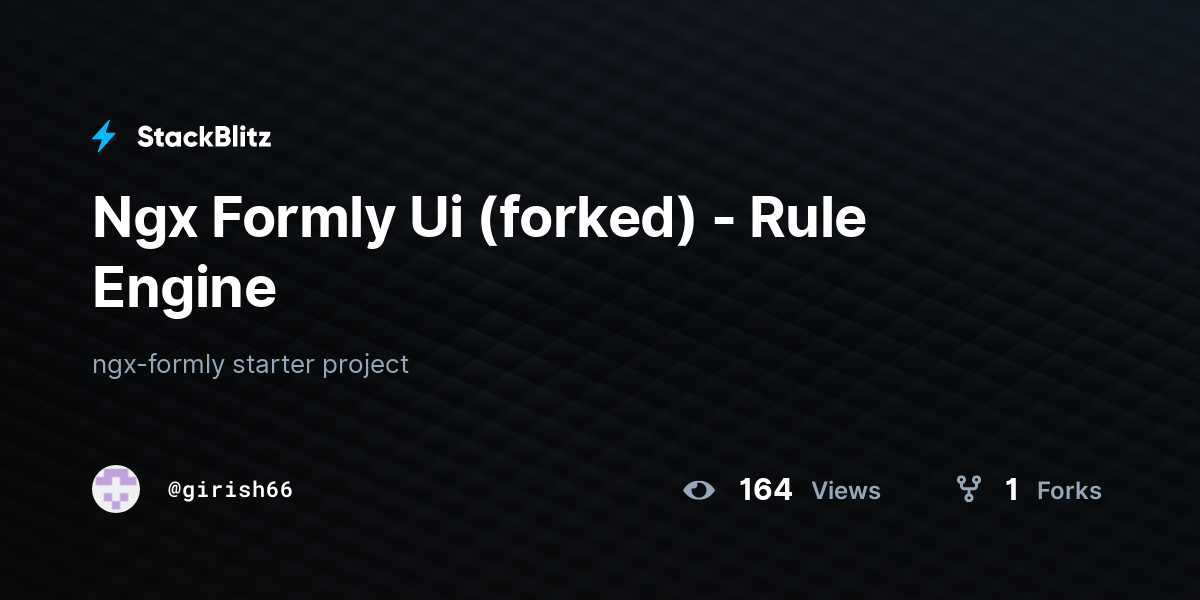 Ngx Formly Ui (forked) - Rule Engine - StackBlitz