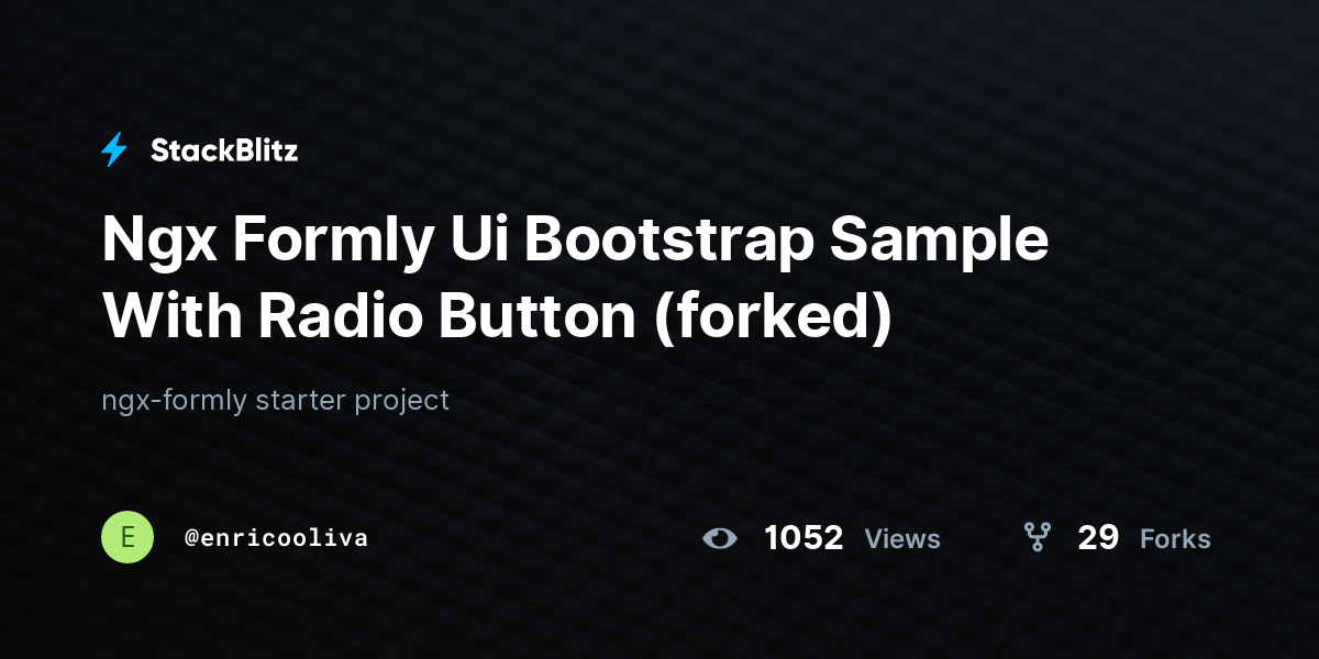 Ngx Formly Ui Bootstrap Sample With Radio Button (forked) - StackBlitz