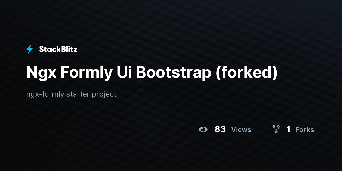 Ngx Formly Ui Bootstrap (forked) - StackBlitz