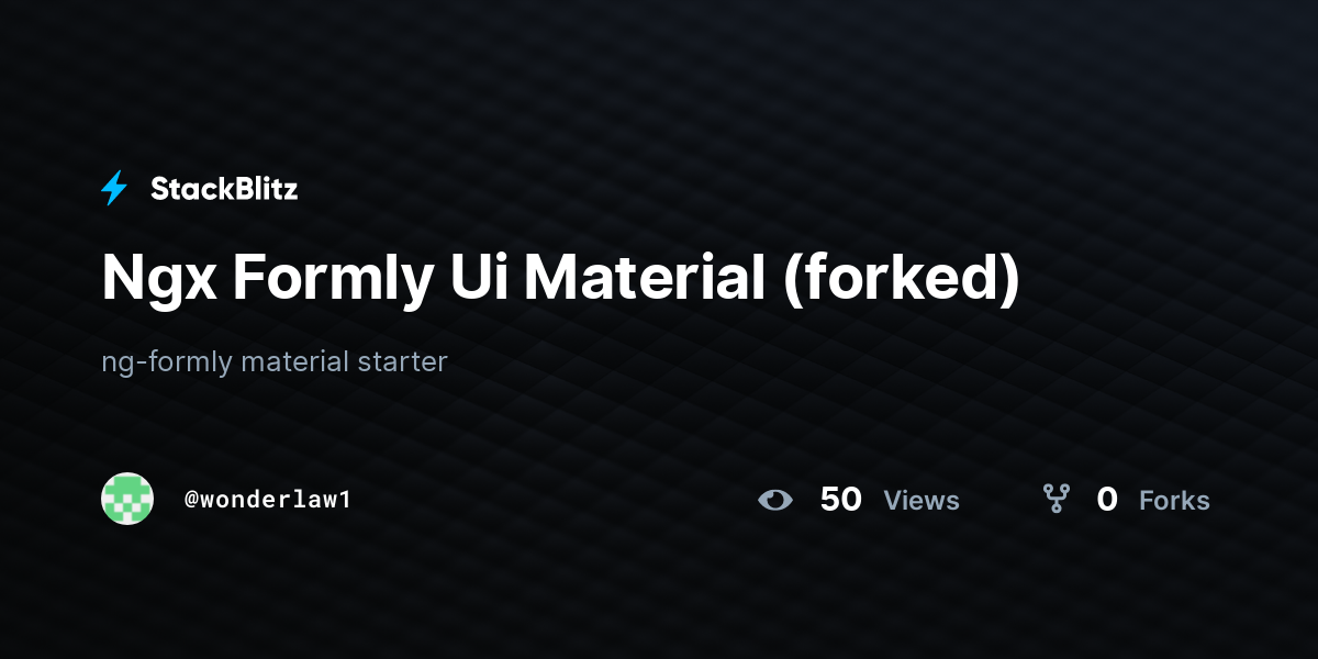 Ngx Formly Ui Material (forked) - StackBlitz