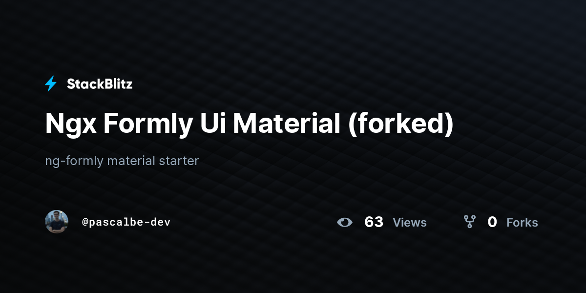 Ngx Formly Ui Material (forked) - StackBlitz