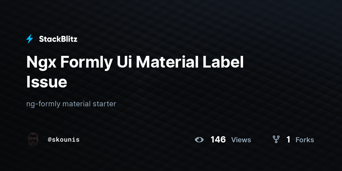 Ngx Formly Ui Material Label Issue - StackBlitz